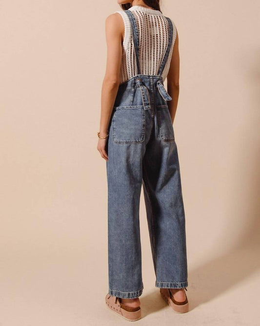 So Me - Women's Washed Denim Wide Leg Overall