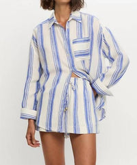 KIVARI Isabelle Shirt in blue stripe - women's shirt - view 5