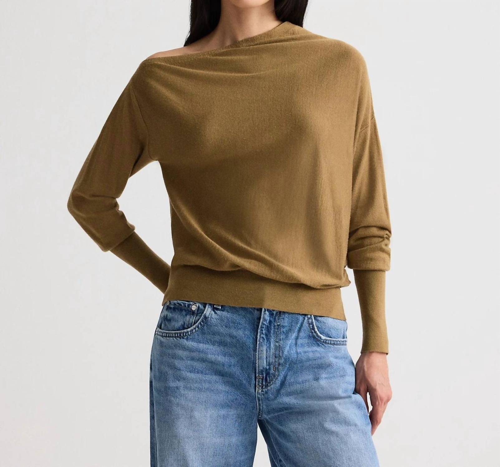TWP Cold Shoulder Asymmetric Sweater in ermine - women's sweater
