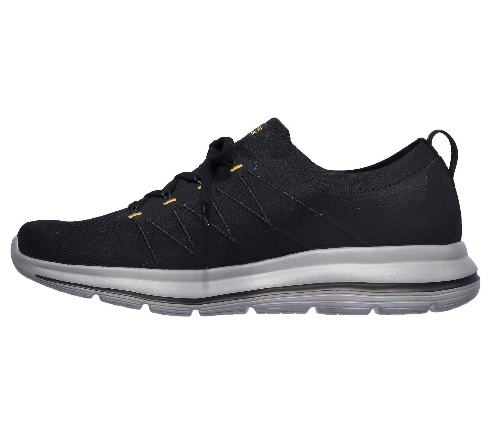 Skechers Men's Go Walk Stretch Fit-adaptor Shoes in black yellow - men's sneaker - detail view