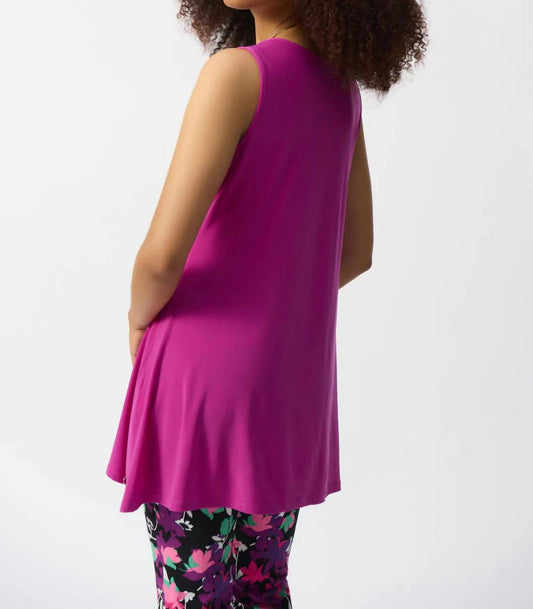 Joseph Ribkoff - Scoop Neck Sleeveless Flared Tunic Top