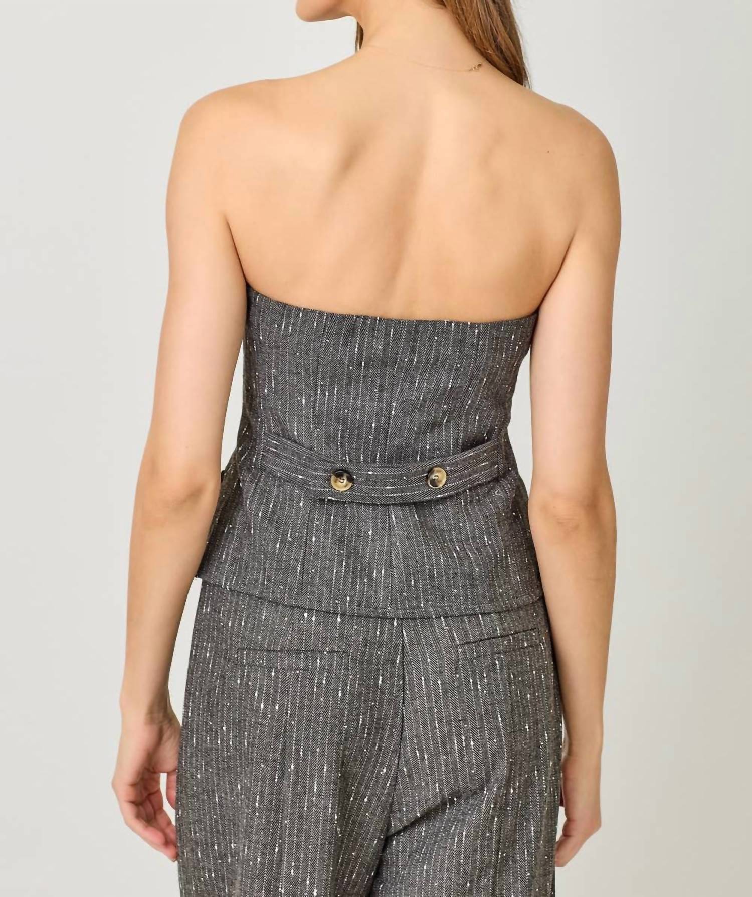 Mystree - Sparkling Pinstripe Strapless Suit Top