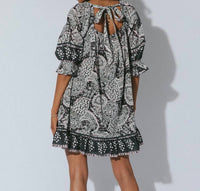 Cleobella Anila Mini Dress in printed black - women's dress - detail view