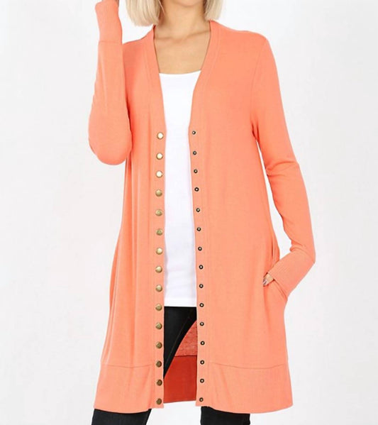 Zenana - Full Sleeve Long Snap Cardigan