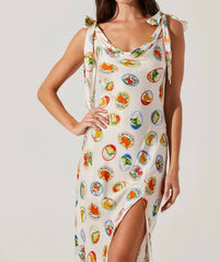 Astr - Allexina Satin Cowl Neck Midi Dress