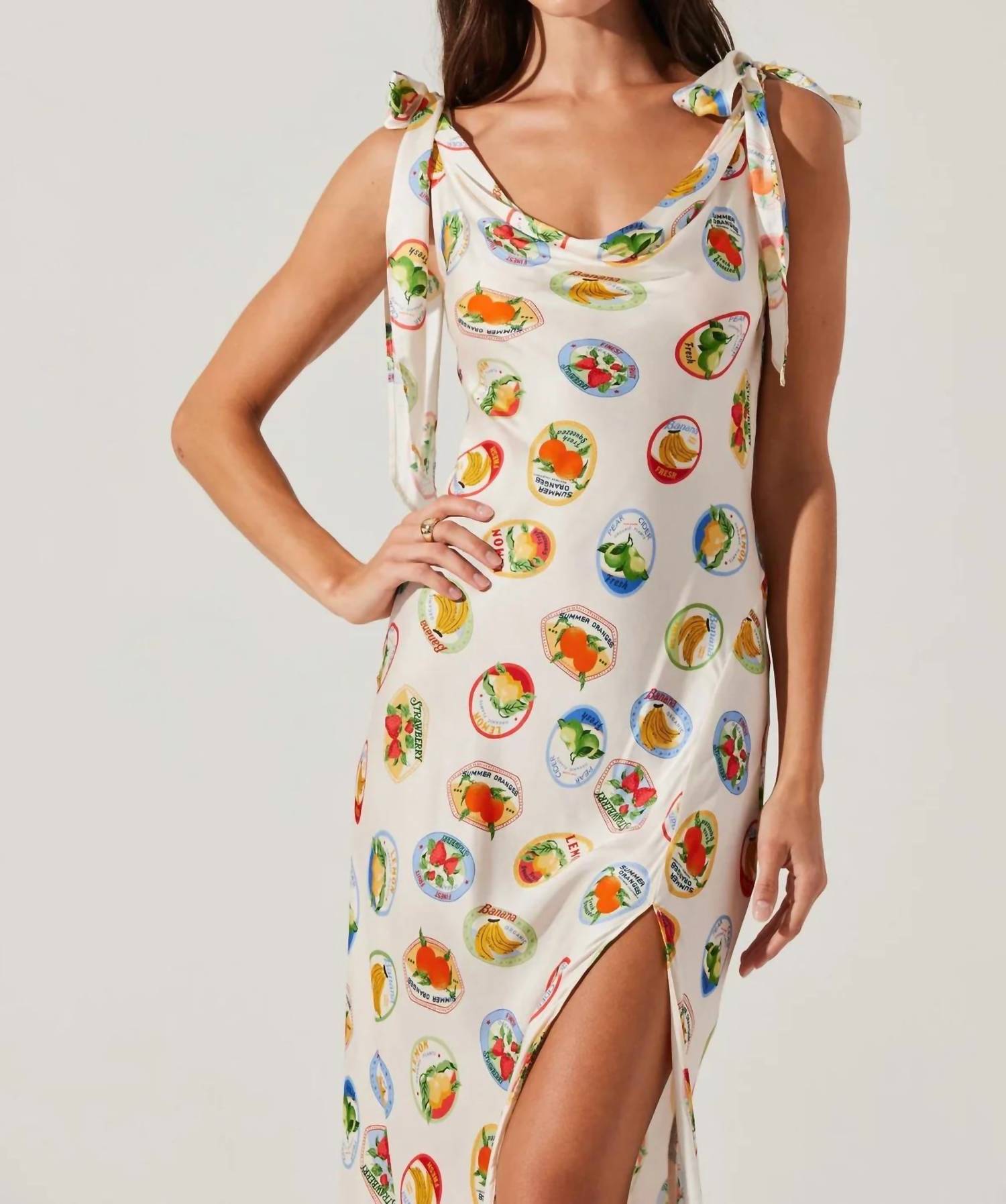Astr - Allexina Satin Cowl Neck Midi Dress