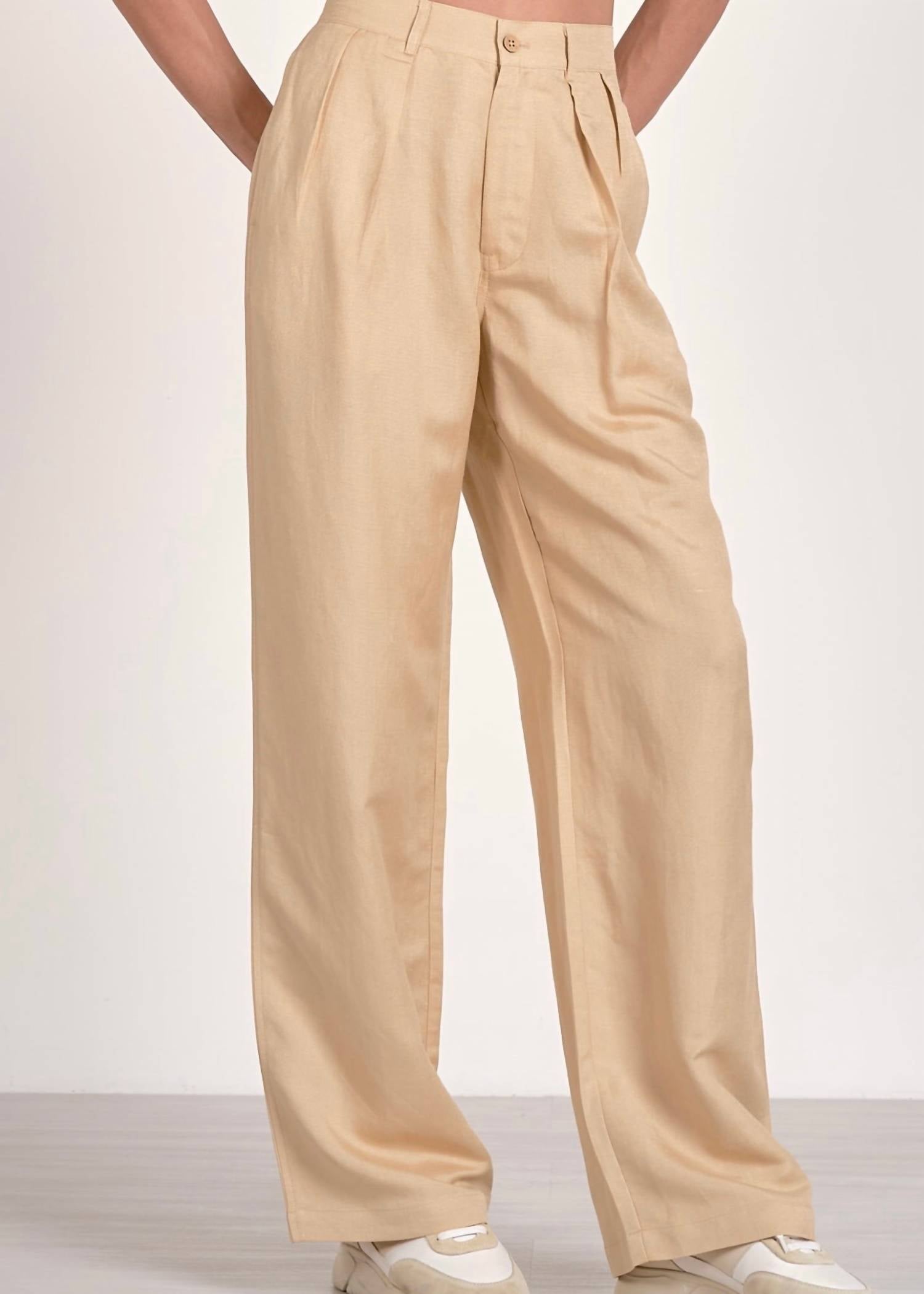 ELAN Callie Straight Leg Pants in khaki - women's pants - alternate view
