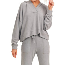 Mono B - Wash Long-sleeve V-neck Hoodie