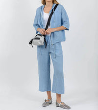Elliott Lauren - Drawstring Pull-on Crop Linen Pants
