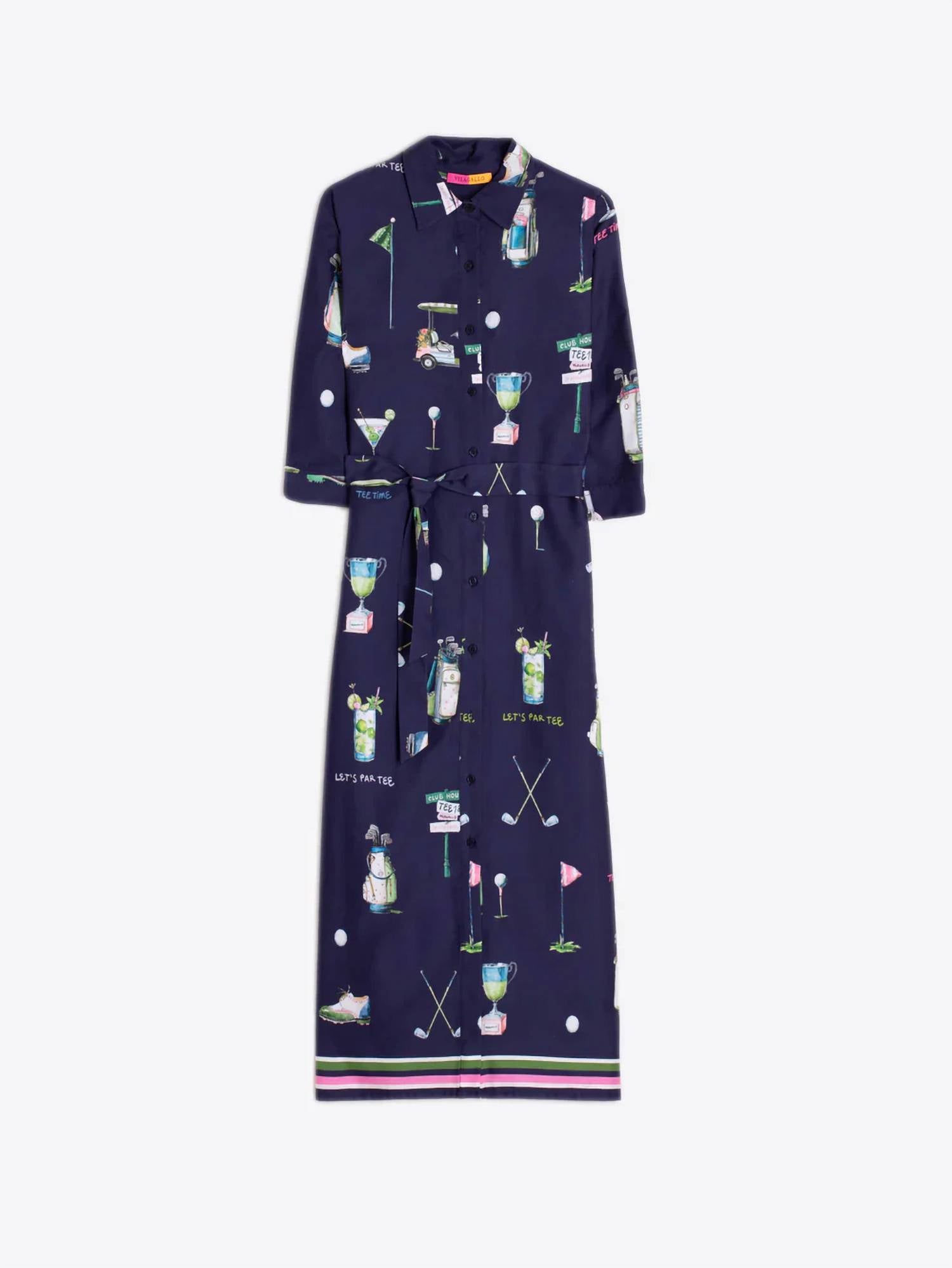 Vilagallo - Golf Print Shirt Midi Dress