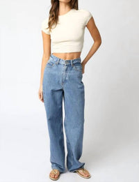 Olivaceous - Miami Fitted Ribbed Short Sleeve Crop Top