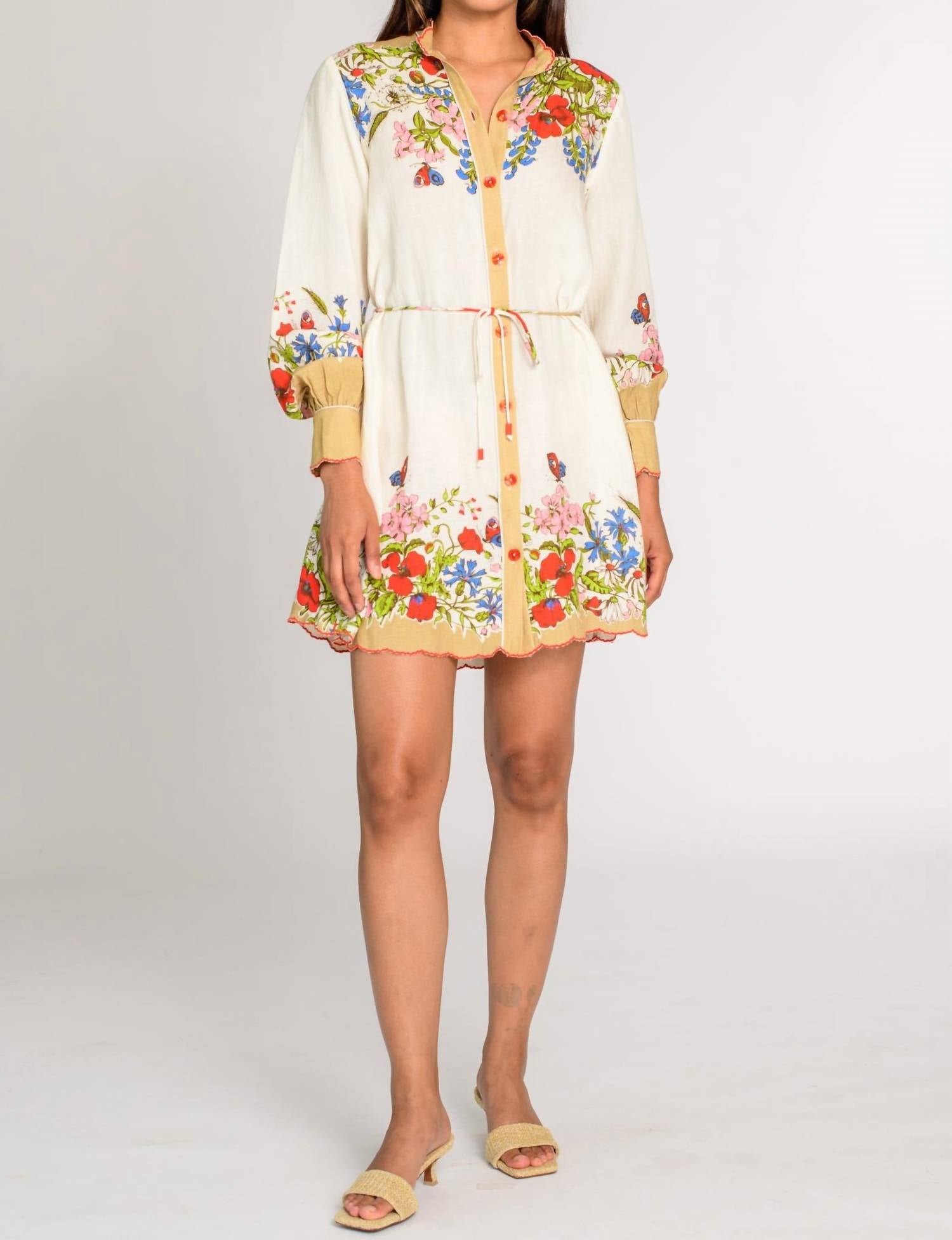 Elizabeth James The Label Tara Mini Dress in butterfly garden - women's dress