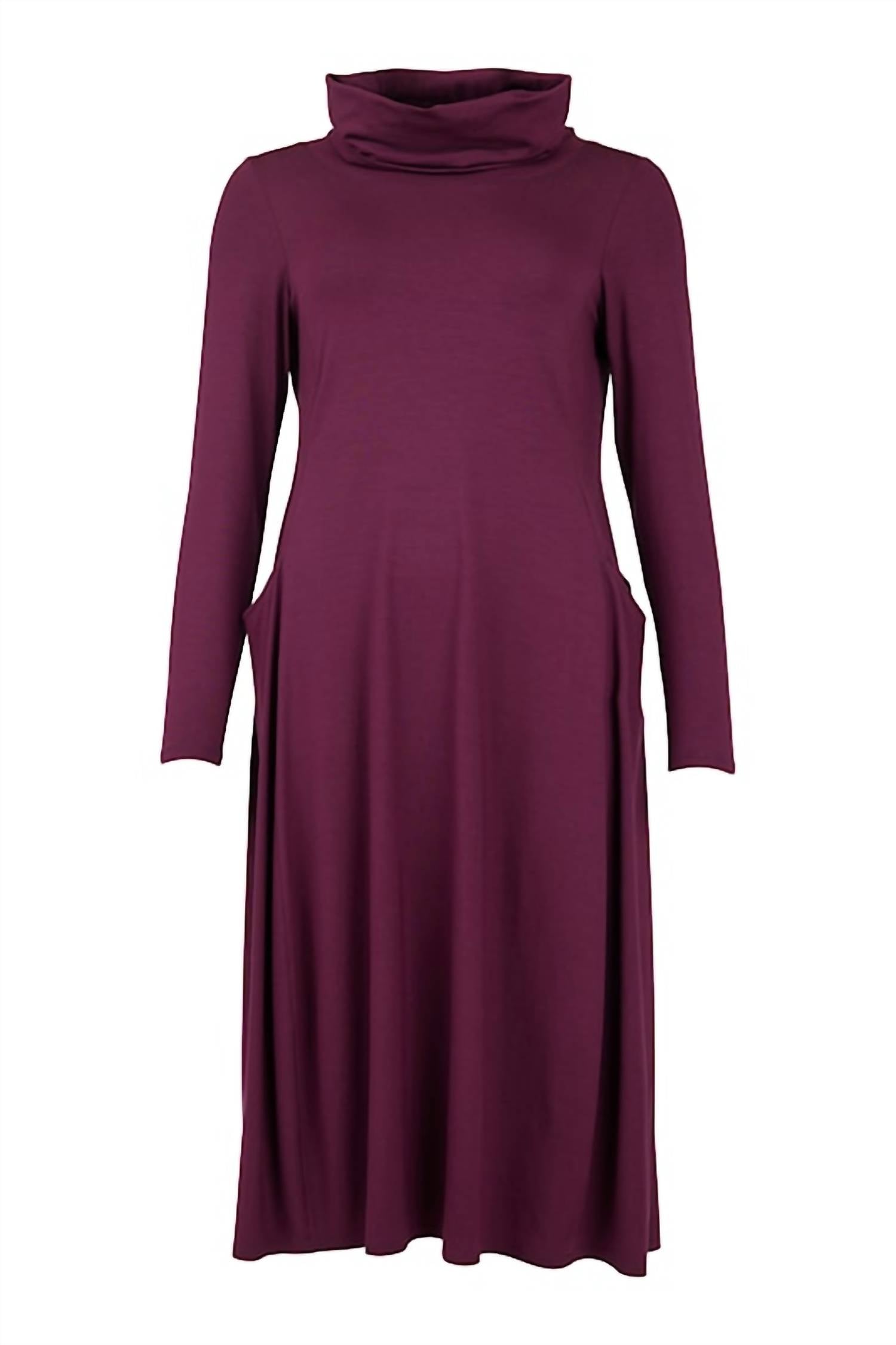 Noen - Long-sleeve Cowl Neck Soft Knit Dress