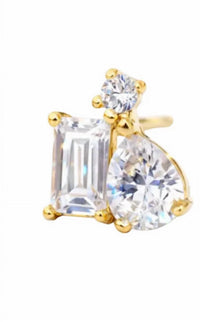 Tai Jewelry - Women's Pear Baguette And Tiny Cubic Zirconia Cluster Studs