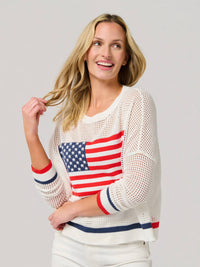 Shiraleah - American Flag Mesh Sweater