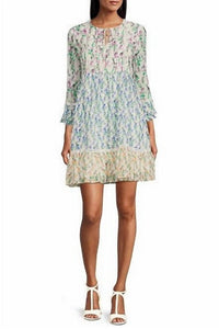 Maison Tara - Floral Print Ruffle Sleeve Babydoll Dress
