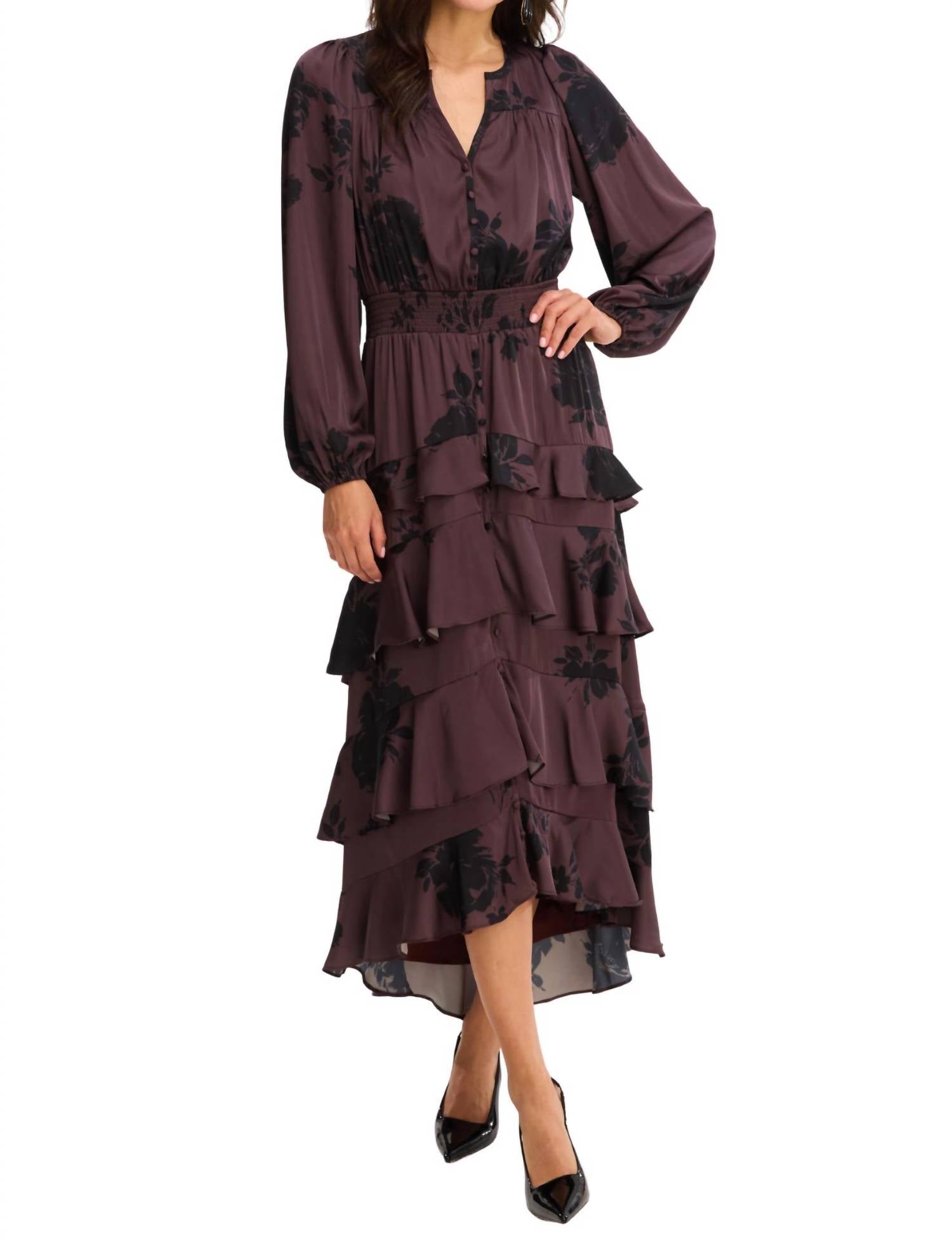 ALLISON NEW YORK Josie Maxi Dress in brown floral - women's dress - alternate view