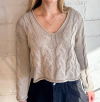 Papermoon - Love Cable Knit V-neck Sweater