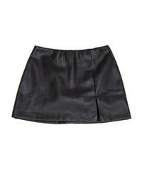 8apart Junior Women's Paula Vegan Leather Skirt With Slit in black - women's skirt