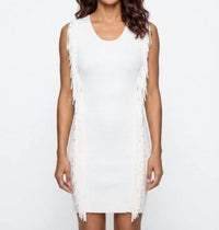 REBECCA MINKOFF Bailando Fringe Dress in 3331 chalk - women's dress