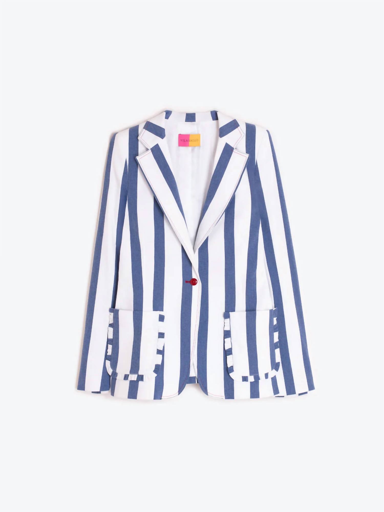 Vilagallo - Single- Button Blazer Jacket With Ruffles