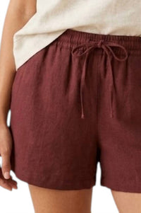 Fun 2 Fun - Linen Blend Elastic Waist Short