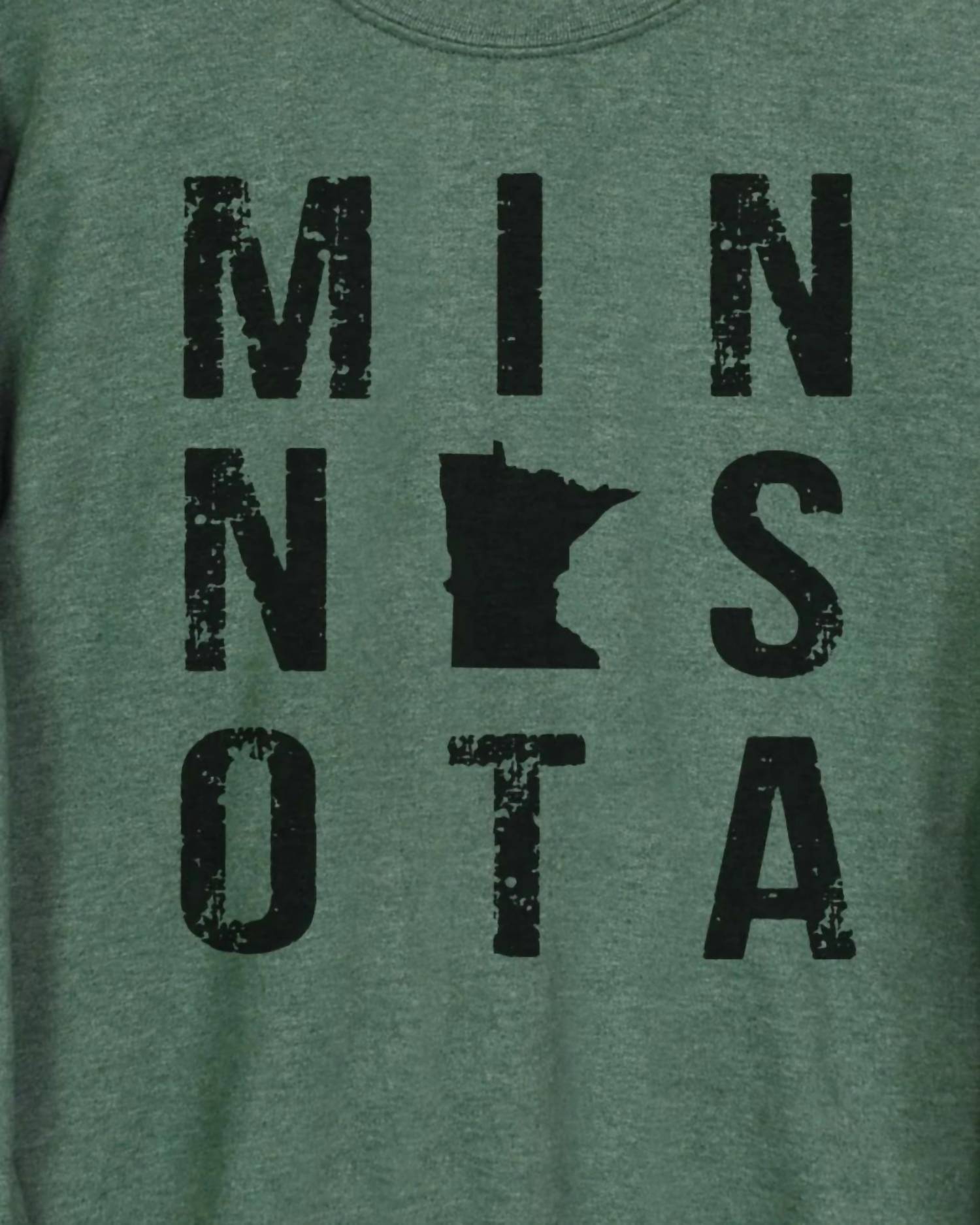 Fuzzy Loon Designs Unisex - Minnesota Square Comfy Crewneck Sweatshirt in green - men's sweater - detail view