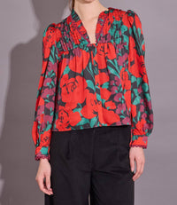 Alden Adair Oliver Long Sleeve Top in legacy floral leaf - women's blouse - view 5