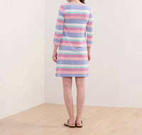 Hatley Lily Flare Mini Dress in peach echo stripes - women's dress - detail view