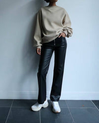 Crescent - Vegan Leather Straight Leg Moto Pants