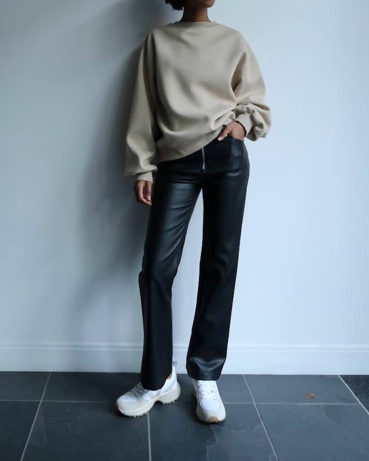 Crescent - Vegan Leather Straight Leg Moto Pants