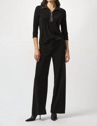 Joseph Ribkoff - Silky Knit Leatherette Wide-leg Pants