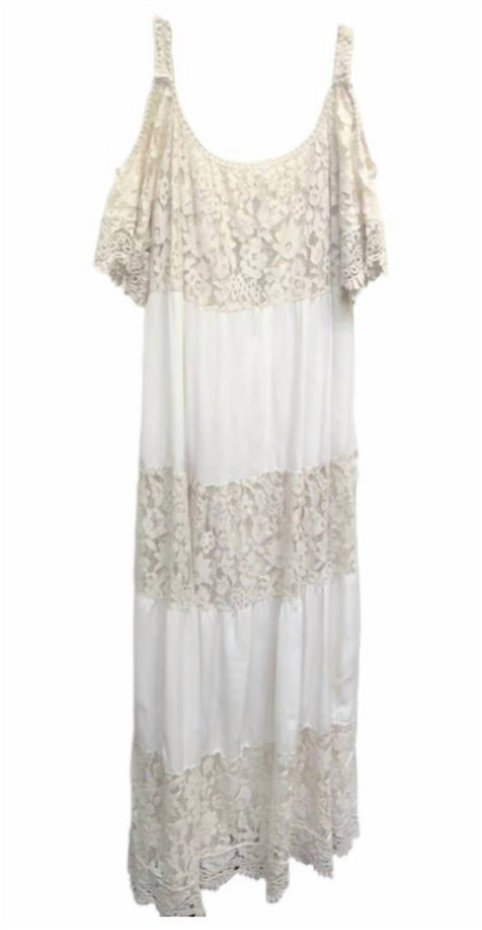 Venti6 - EMBROIDERED LACE PANEL COLD SHOULDER DRESS