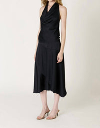 NIA Solana Satin Top in navy - women's tank top - detail view