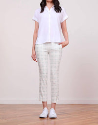 Avenue Montaigne Lulu Straight Cropped Pant in plaid slate - women's pants