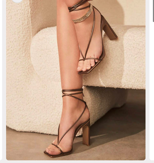 Billini - Tala heel lace sandal in Bronz