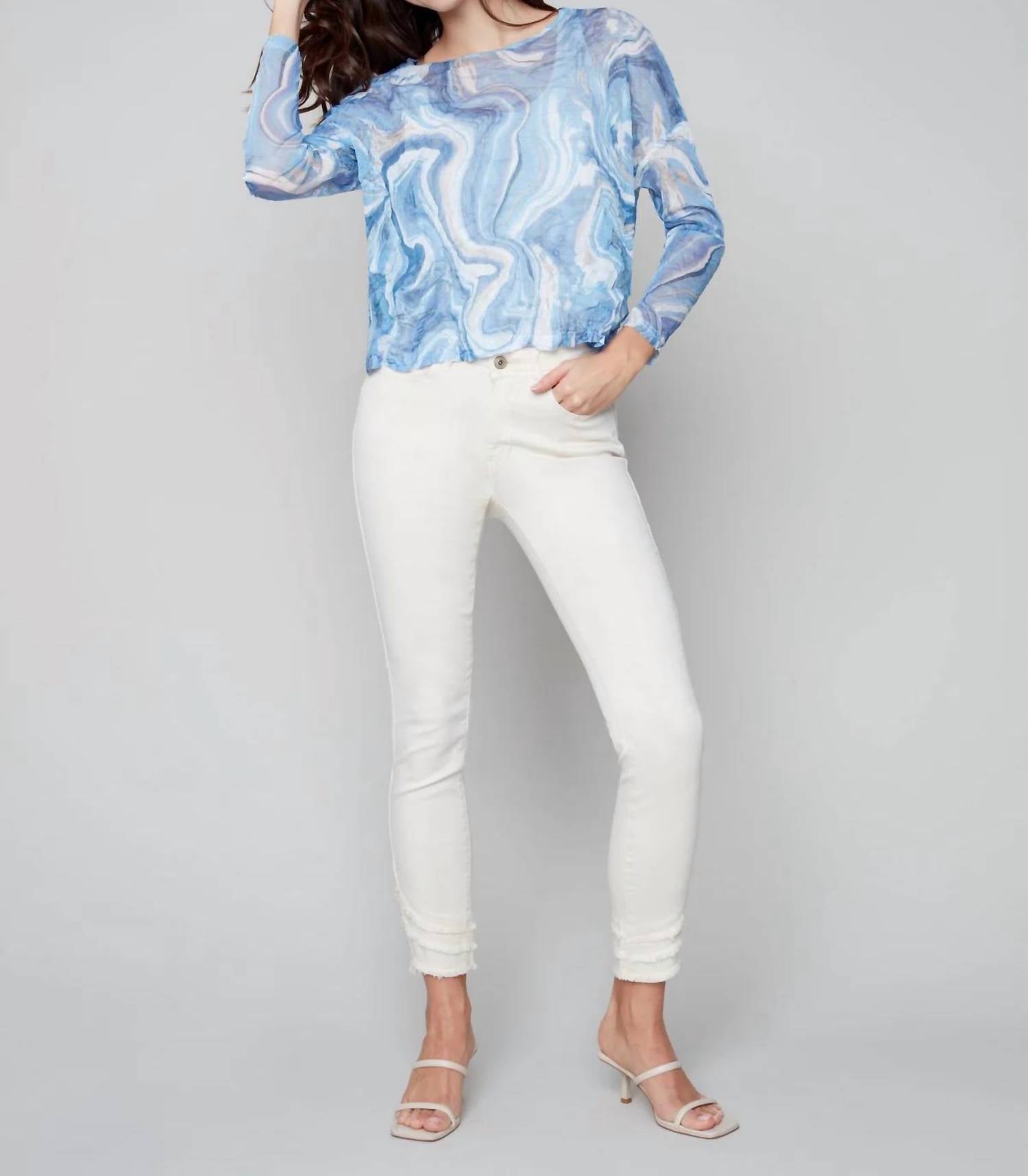 Charlie B - Mesh Crinkle Top