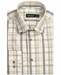 St. Croix - Men's 7101 Bone Tonal Plaid Shirt