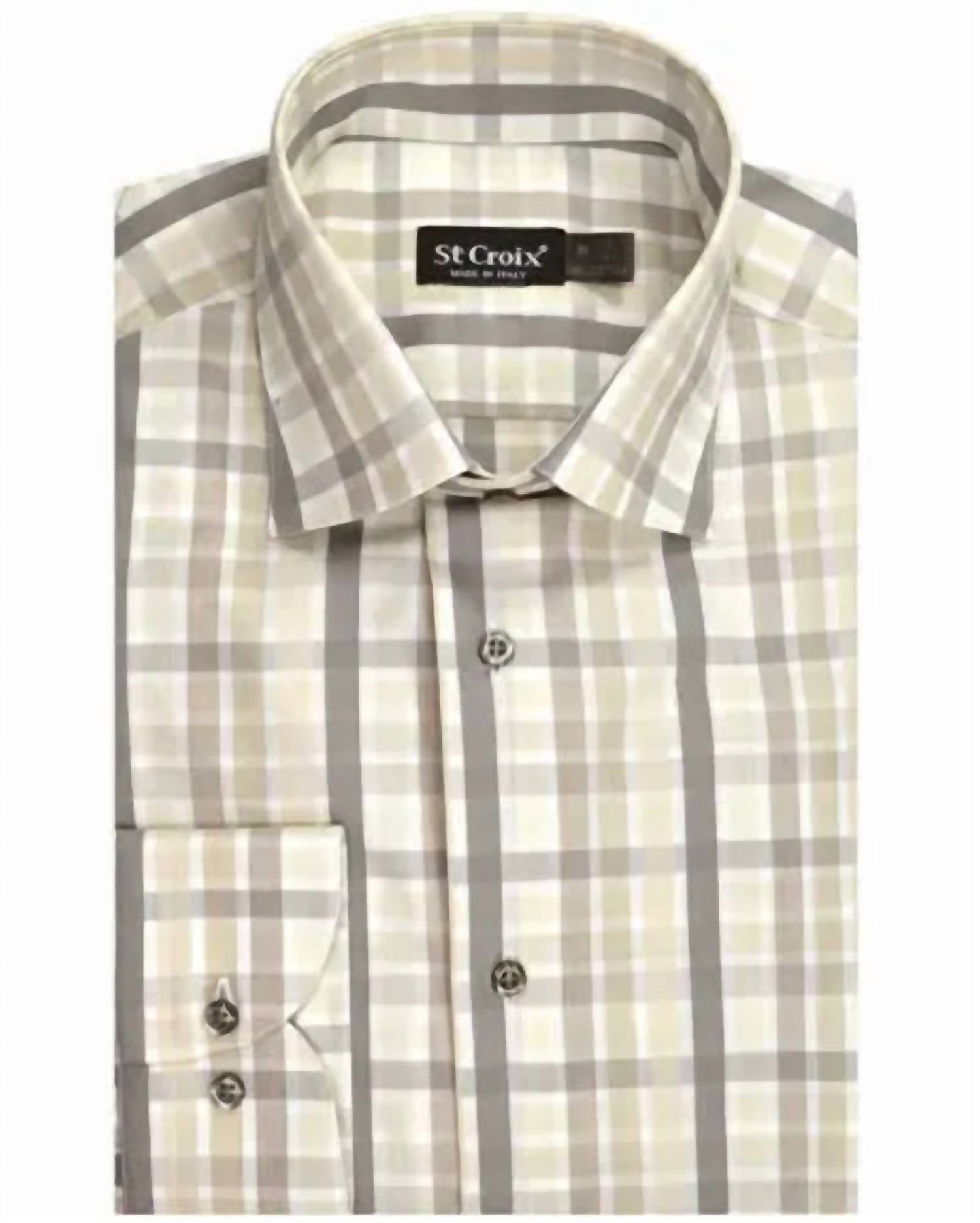 St. Croix - Men's 7101 Bone Tonal Plaid Shirt