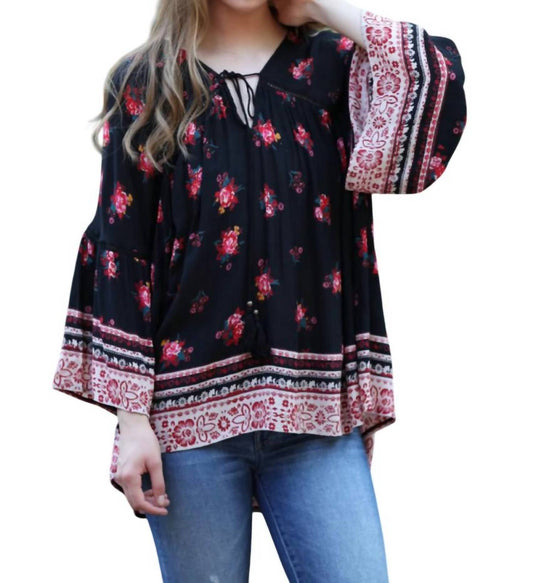 Angie - Floral Print Peasant Top