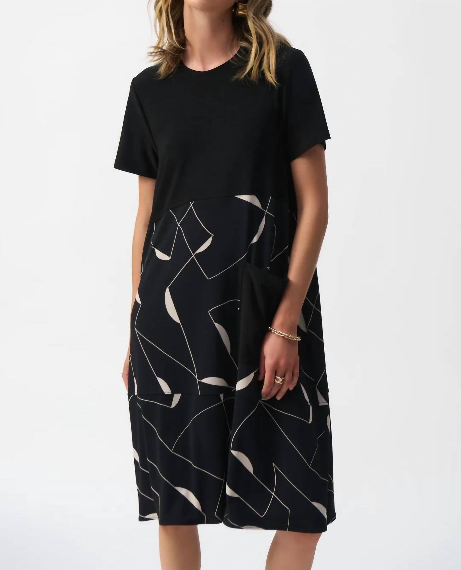 Joseph Ribkoff - Geometric Print Short Sleeve Dress