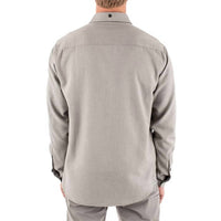 Dakota Grizzly Jetty Essex Oyster Twill Shirt in heather grey - women's long sleeve top - detail view