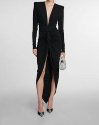 Alexandre Vauthier - Gathered Front Plunge V-neck Dress