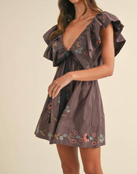 Mable - Galatea Bow Ruffle Sleeve Babydoll Mini Dress