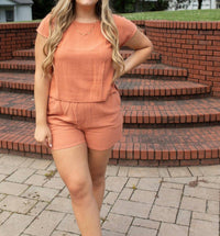 Blu Pepper From The Clay Potter Short Sleeve Set in terracotta - women's sleepwear - alternate view