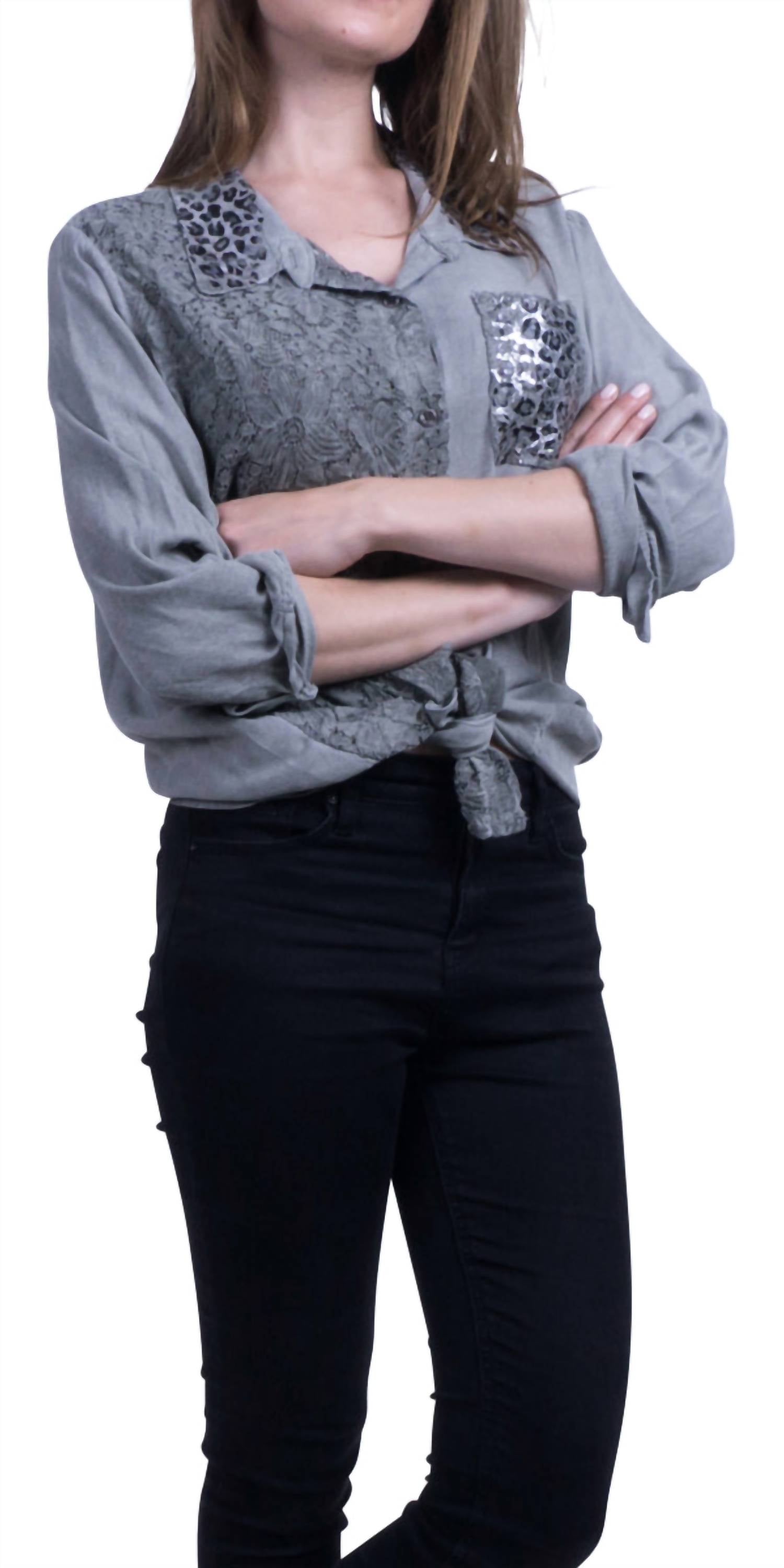 Gigi Moda - Patricia Button Front Long Sleeve Blouse