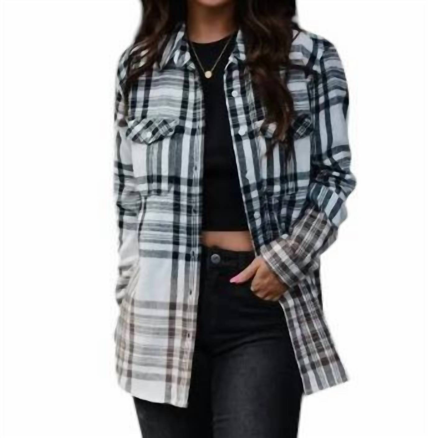 Panache - Bleach Dipped Plaid Flannel Shirt