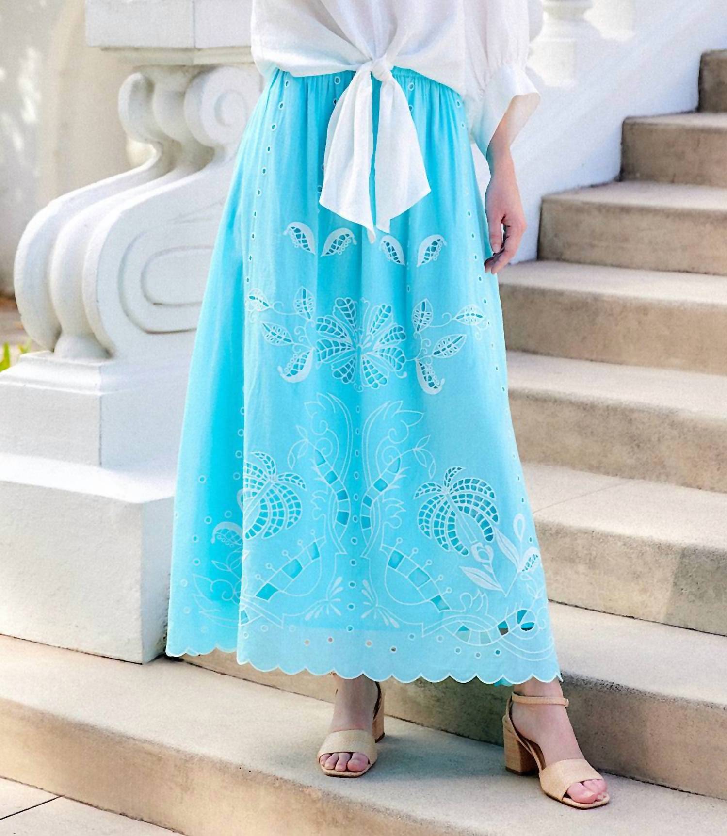 Karen Kane - Cut-Out Embroidery Midi Skirt