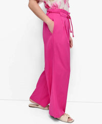 DKNY Tie-front Wide-leg Pants in vivid pink - women's pants - detail view