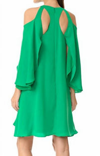 Halston Heritage - Cold Shoulder Ruffle Dress